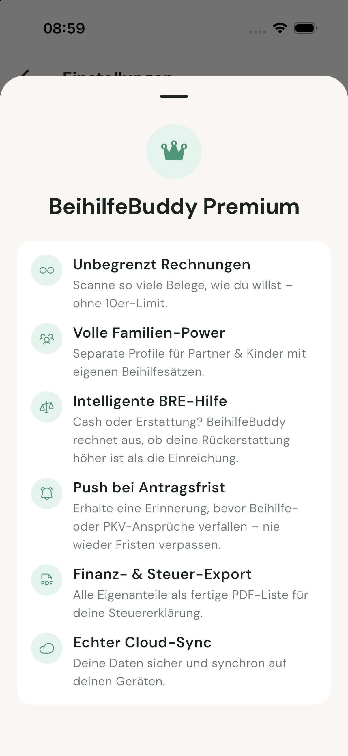 BeihilfeBuddy Premium Übersicht