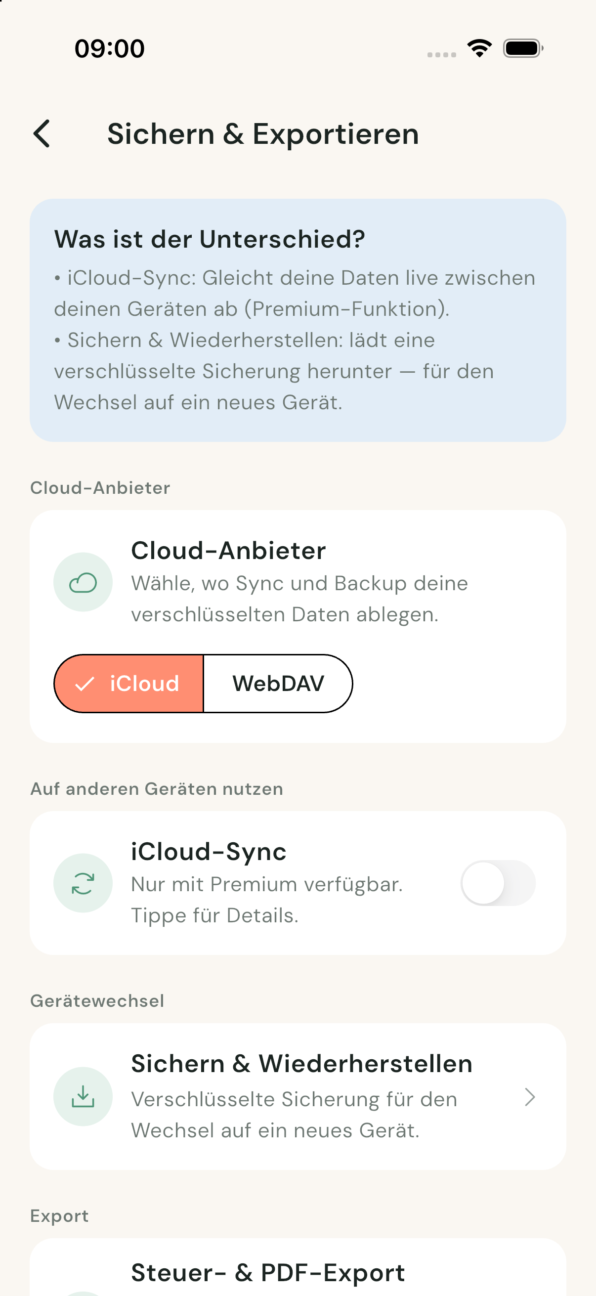 Cloud-Anbieter Auswahl in BeihilfeBuddy